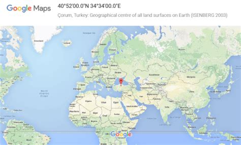 which city is the center of the earth|Geographical centre .